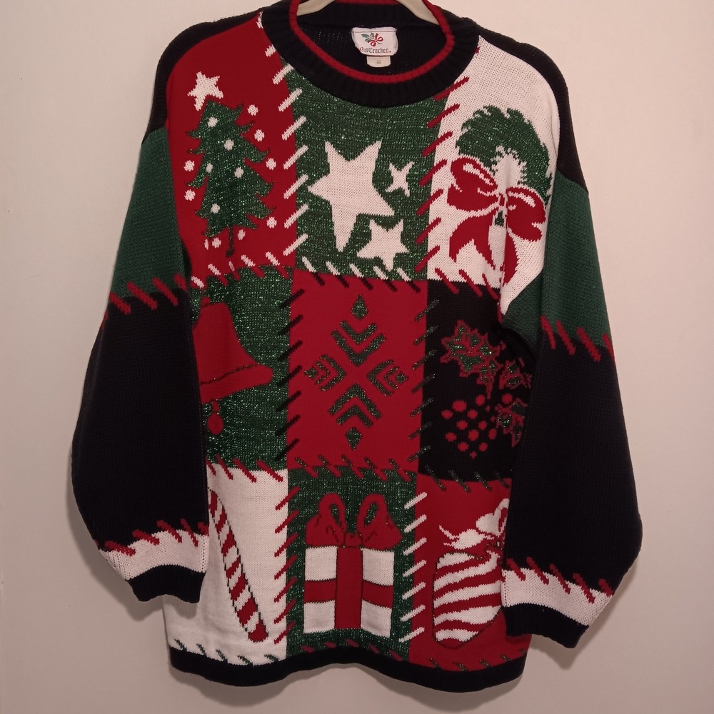 Nutcracker Ugly Christmas Sweater Patchwork Holiday Large‎ 100% Acrylic